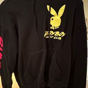 PLAYBOY Men's Black Hoodie with Yellow Logo